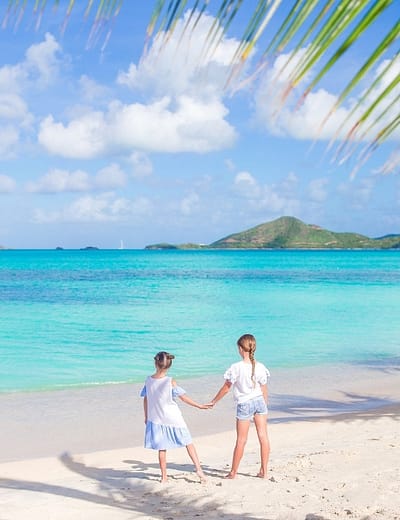 Children on the beach in Antigua