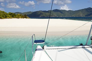 View of a beach in the BVI from the water