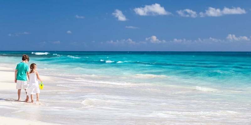 Children on the beach in the Caribbean