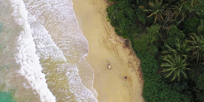 Aerial view of a beautiful beach in Costa Rica