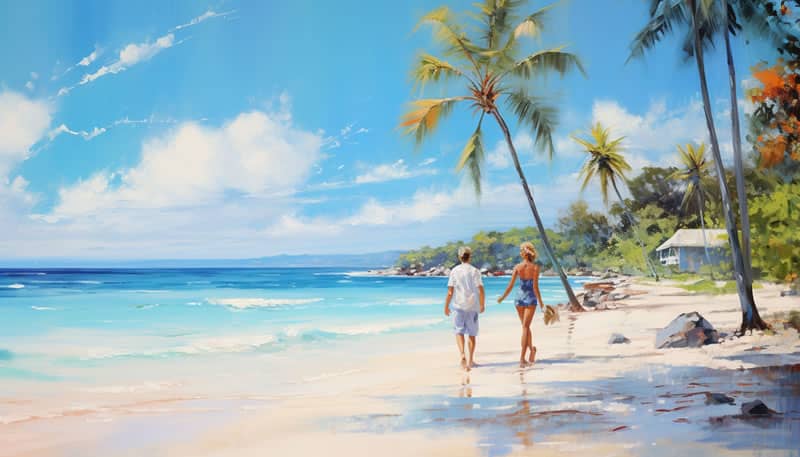 Beautiful Caribbean beaches artwork