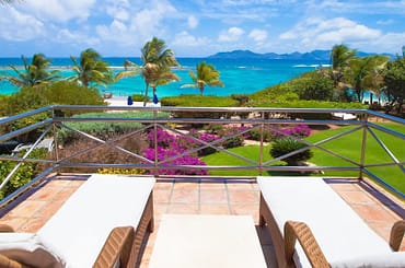 Ultra-luxury beachfront home for sale, Little Harbour, Anguilla - terrace & sea view